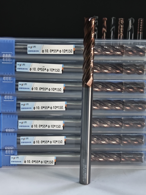 MPE4 Super longue flûte coupeuse à long fraisage de carbure solide HRC55-HRC60 Dureté 4 Flûte longue fin de fraisage φ10.0 x 55 x φ10 x 150 mm