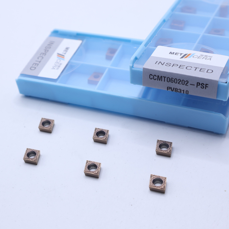 CCMT060202 Inserts de tournage par carbure CNC pour la finition de l'acier et des alliages de coupe, inserts revêtus de PVD, CCMT pour l'outil de tournage du tour