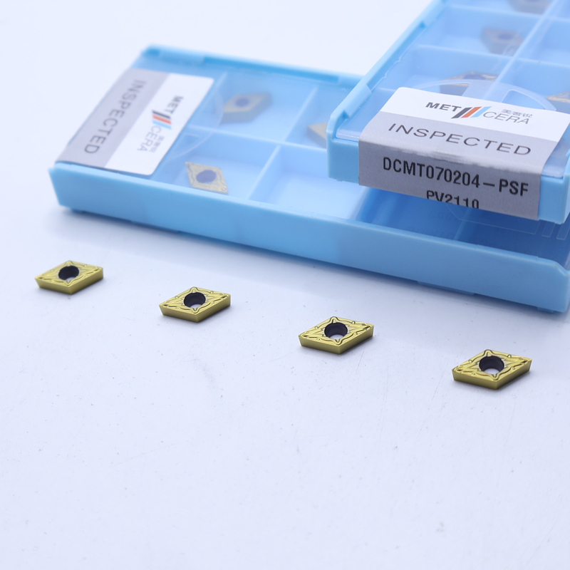 Insert de tournage de cermet indexable, insert de tournage interne revêtu de PVD, déchiffreur de finition DCMT070204, couleur dorée