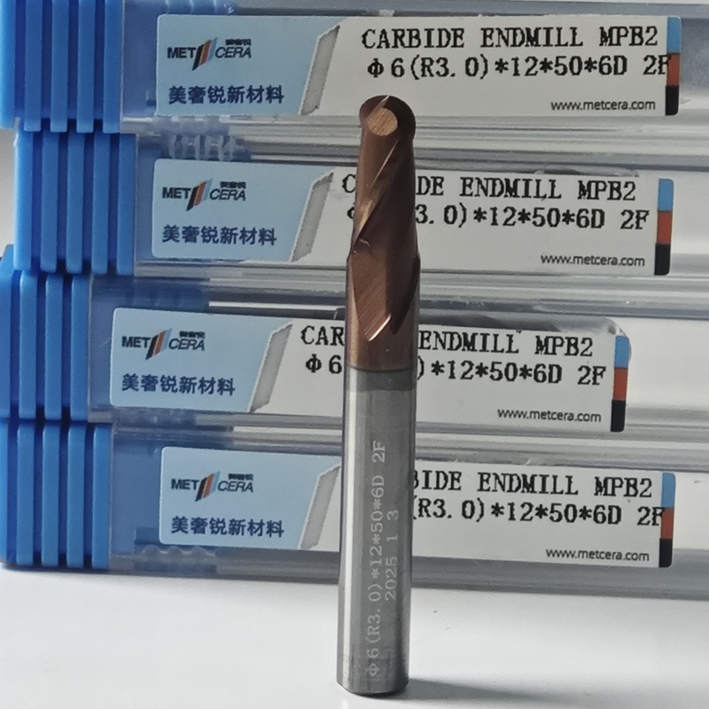 MPB2 Boule de carbure solide Fin de broyeur 2 flûtes HRC55-HRC60 R0.5-10 6mm Φ6.0 R3.0 X12x6Dx50mm Couche AlCr pour une livraison en temps opportun