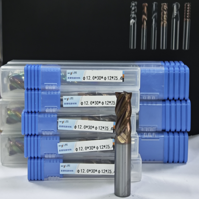 MPE4 Coupeuse de fraisage de carbure solide 4 Flute Flat End Mill CNC Mill Cutter AlCr Coating 12 mm Pièce de travail φ12.0 x 30 x φ12 x 75 mm